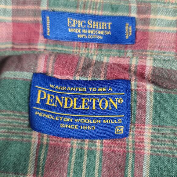 Pendleton Rose Green Tan Plaid Epic Vintage Western Snap Button Shirt Medium - Picture 4 of 4